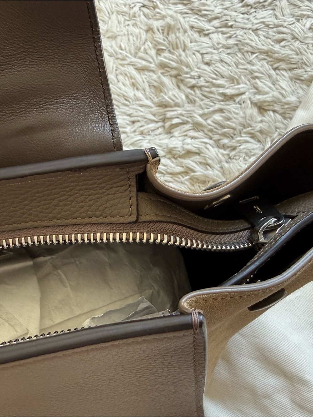 Celine Olive Brown Leather Top-Handle Satchel Size Small - Picture 6 of 7